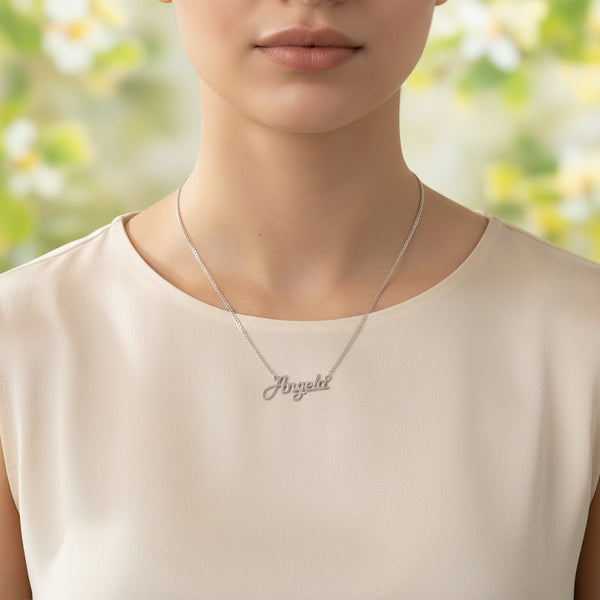 שרשרת שם בהתאמה אישית דגם פונט נטוי